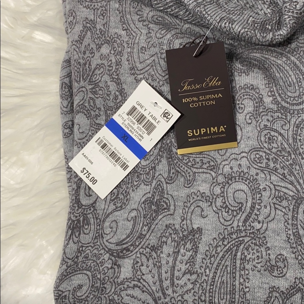 Tasso Elba Men's Paisley Supima Cotton Turtleneck - Picture 7 of 9